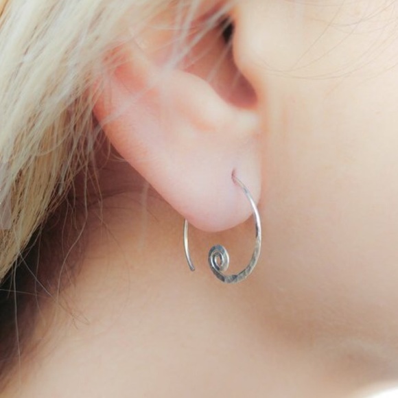 925/14K Textured Spiral Threader Earrings - Picture 4 of 8